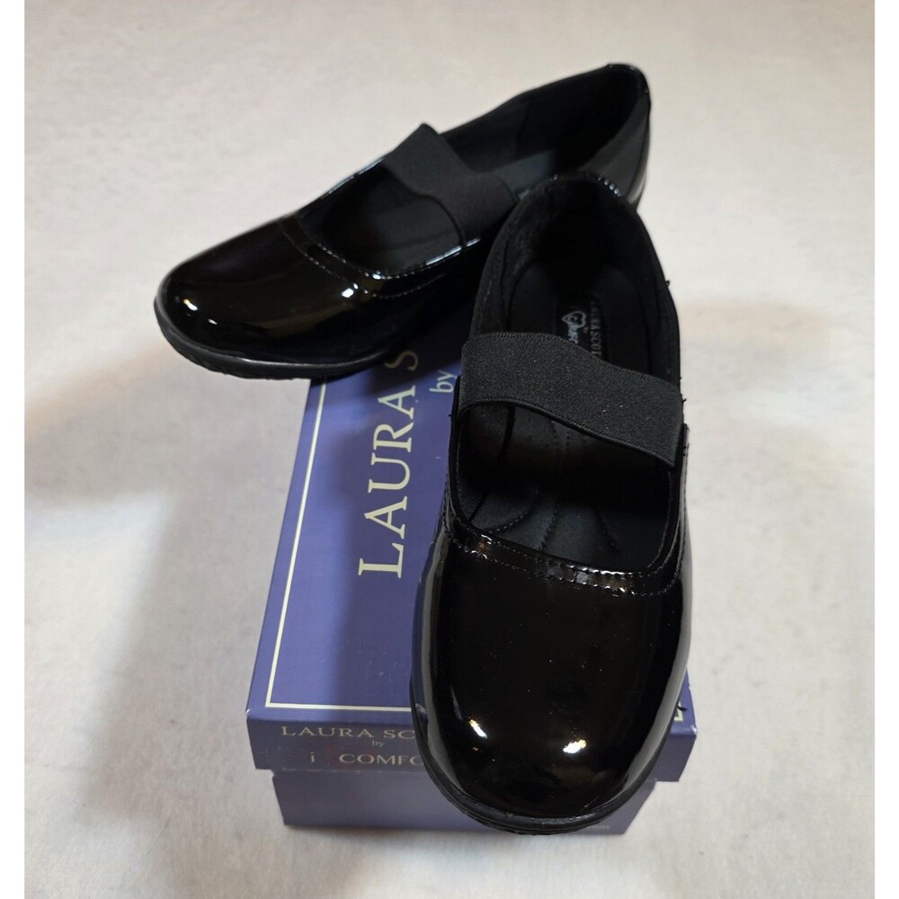 Laura Scott Joy Mary Jane Flats Black Patent Leather Comfort 8.5 M 83206